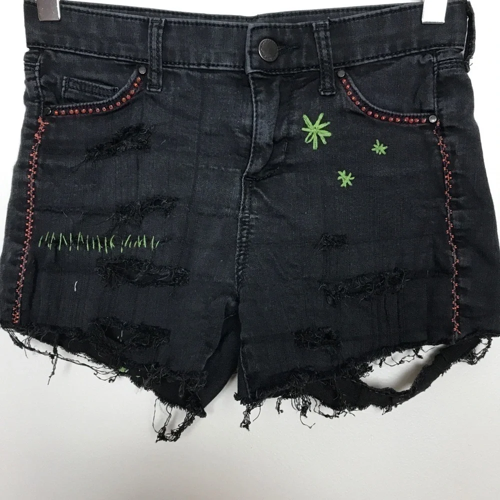 TopShop Moro Leigh Black Cutoff Distress Shorts 26